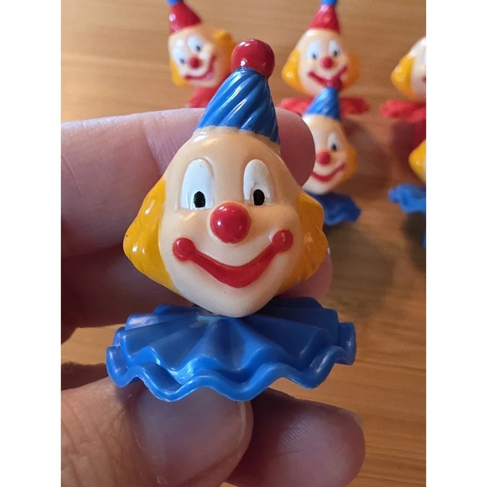 Lot of 6 Vintage Clown Cake Toppers Red Blue 2
